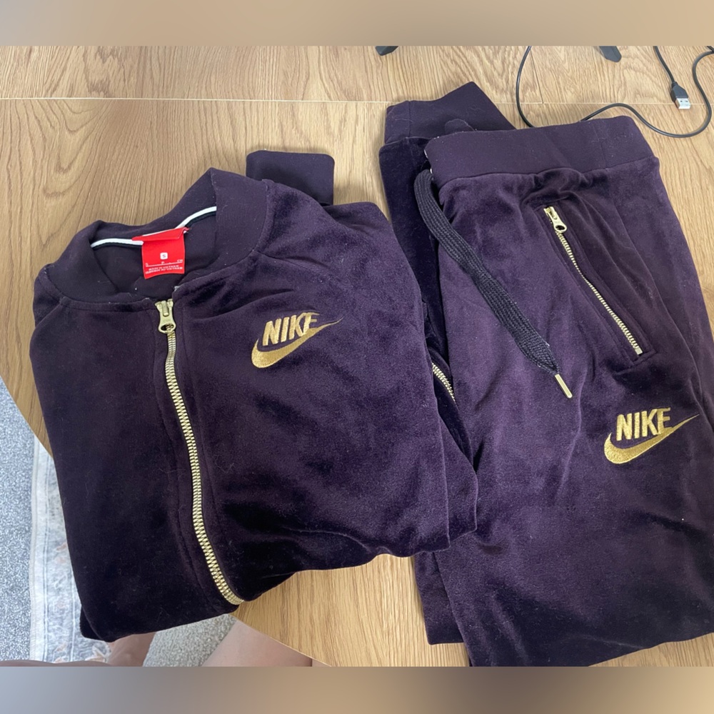 Nike Velour Plum and Gold Tracksuit